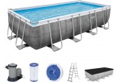 BESTWAY Power Steel Frame Pool 549 x 274 x 122 cm, Komplett-Set mit Filterpumpe 56998