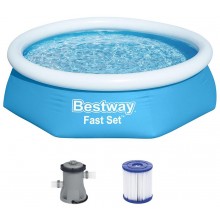 BESTWAY Fast Set Aufstellpool-Set 244 x 61 cm, mit Filterpumpe, blau 57450