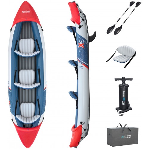 BESTWAY Hydro-Force Rapid X3 Kajak-Set für 3 Personen, 381 x 100 x 44 cm 65132