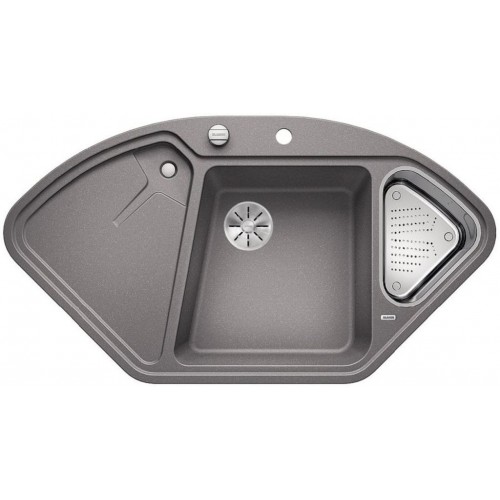 BLANCO DELTA II Eck-Einbau-Spüle Silgranit PuraDur alumetallic InFino Ablauf 523658