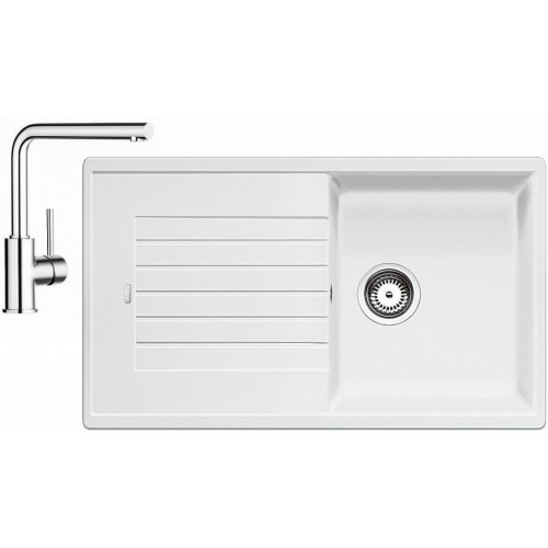 BLANCO Set Spüle ZIA 5 S SILGRANIT Weiß + Armatur Mila chrom