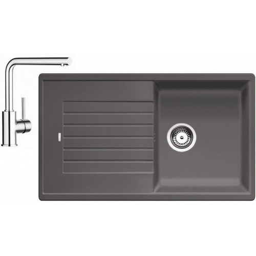BLANCO Set Spüle ZIA 5 S SILGRANIT Felsgrau + Armatur Mila chrom BLANCO Set Spüle ZIA 5 S SILGRANIT Felsgrau + Armatur Mila chrom