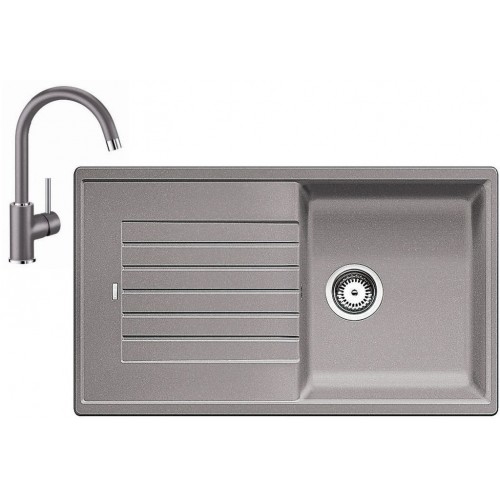 BLANCO Set Spüle ZIA 5 S SILGRANIT Allumetalic + Armatur Mida Allumetalic BLANCO Set Spüle ZIA 5 S SILGRANIT Allumetalic + Armatur Mida Allumetalic