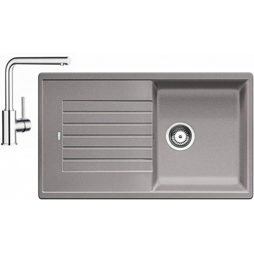 BLANCO Set Spüle ZIA 5 S SILGRANIT Allumettalic + Armatur Mila chrom