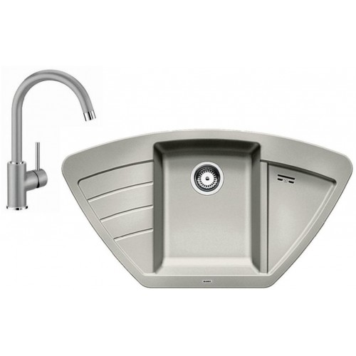 BLANCO SET ZIA 9 E Einbauspüle Pearlgrau + Küchenarmatur MIDA Pearlgrau BLANCO SET ZIA 9 E Einbauspüle Pearlgrau + Küchenarmatur MIDA Pearlgrau