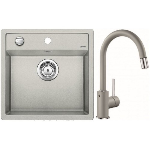BLANCO SET Silgranitspüle DALAGO 5 + Küchenarmatur MIDA , perlgrau