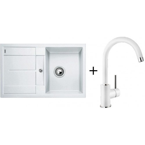 BLANCO SET BLANCOMETRA 45 S Einbauspüle weiß + Küchenarmatur Mida weiß