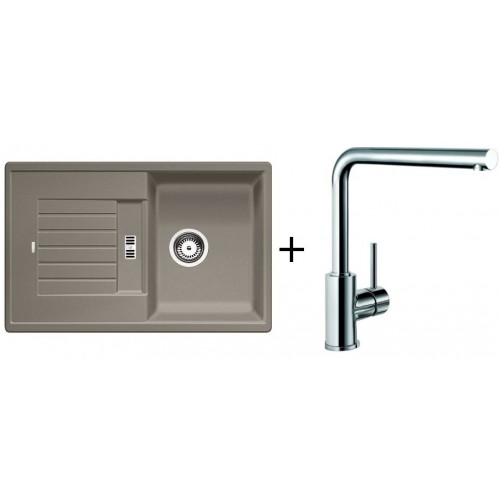 BLANCO SET BLANCOZIA 45 S Einbauspüle tartufo + Küchenarmatur Mila chrom