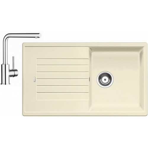 BLANCO Set Spüle ZIA 5 S SILGRANIT Jasmin + Armatur Mila chrom BLANCO Set Spüle ZIA 5 S SILGRANIT Jasmin + Armatur Mila chrom