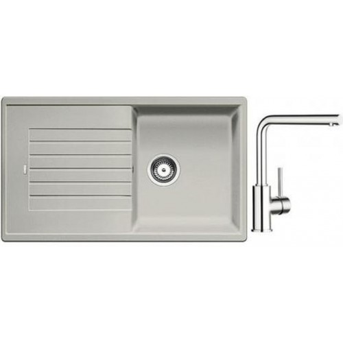 BLANCO Set Spüle ZIA 5 S SILGRANIT Perlgrau + Armatur Mila chrom BLANCO Set Spüle ZIA 5 S SILGRANIT Perlgrau + Armatur Mila chrom