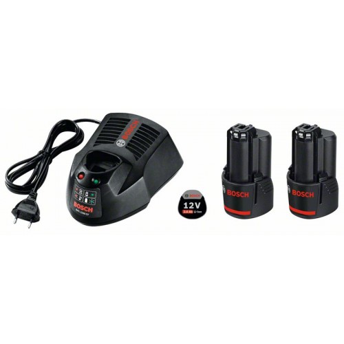 BOSCH Professional Akku Starter-Set: 2 x GBA 12 Volt, 3,0 Ah und GAL 1230 CV