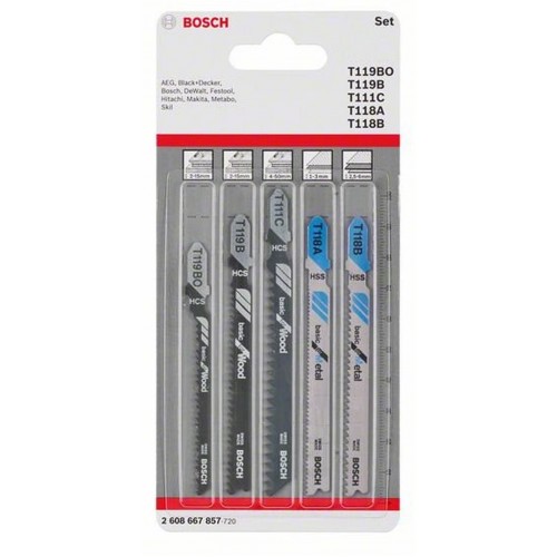 BOSCH 5-teiliges Stichsägeblatt-Set Wood and Metal 2608667857