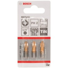 BOSCH Schrauberbit Max Grip, PH 2, 25 mm, 3er-Pack 2607001546