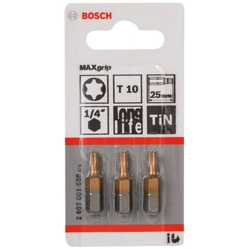 BOSCH Schrauberbit Max Grip, T10, 25 mm, 3er-Pack 2607001688 BOSCH Schrauberbit Max Grip, T10, 25 mm, 3er-Pack 2607001688