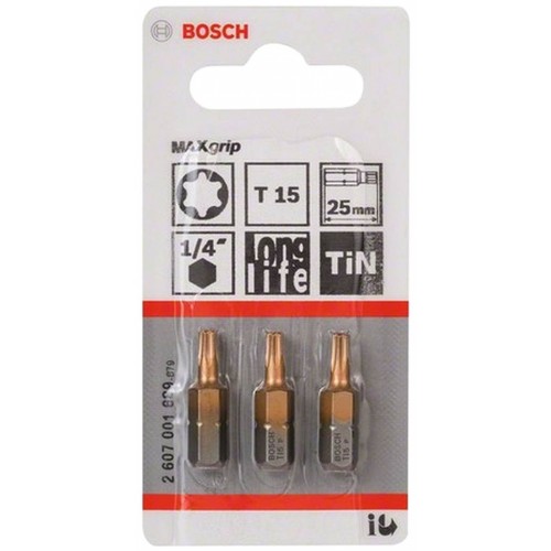 BOSCH Schrauberbit Max Grip, T15, 25 mm, 3er-Pack 2607001689