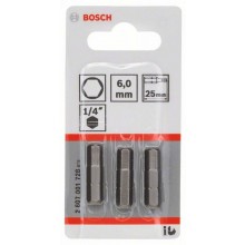 BOSCH Schrauberbit ExtraHart, HEX 6, 25 mm, 3er-Pack 2607001728