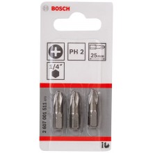 BOSCH Schrauber­bit Extra-Hart, PH 2, 25 mm, 3er-Pack 2607001511