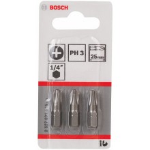 BOSCH Schrauber­bit Extra-Hart, PH 3, 25 mm, 3er-Pack 2607001515