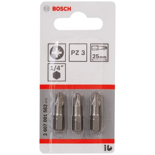 BOSCH Schrauberbit Extra-Hart, PZ 3, 25 mm, 3er-Pack 2607001562