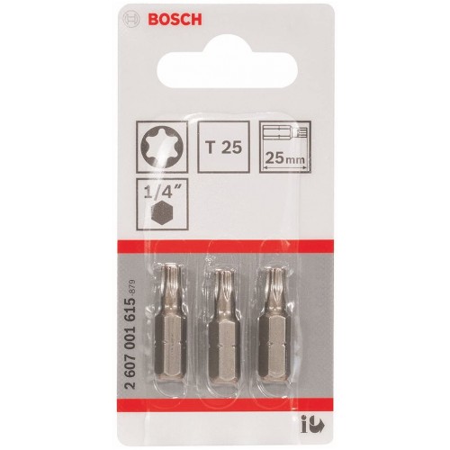 BOSCH Schrauber­bit Extra-Hart, T25, 25 mm, 3er-Pack 2607001615