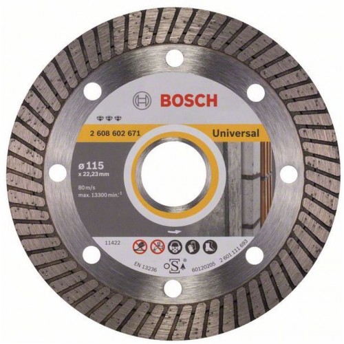 BOSCH Diamanttrennscheibe Best für Universal Turbo, 115 x 22,23 x 2,2 x 12 mm, 2608602671 BOSCH Diamanttrennscheibe Best für Universal Turbo, 115 x 22,23 x 2,2 x 12 mm, 2608602671