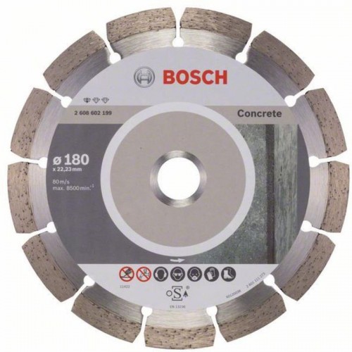 BOSCH Diamanttrennscheibe Standard for Concrete, 180 x 22,23 x 2 x 10 mm, 2608602199