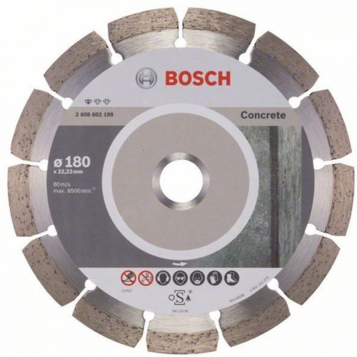 BOSCH Diamanttrennscheibe Standard for Concrete, 180 x 22,23 x 2 x 10 mm, 2608602199