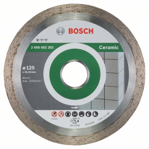 BOSCH Diamanttrennscheibe Standard For Ceramic, 125 X 22, 23 X 1, 6 X 7 mm,2608602202