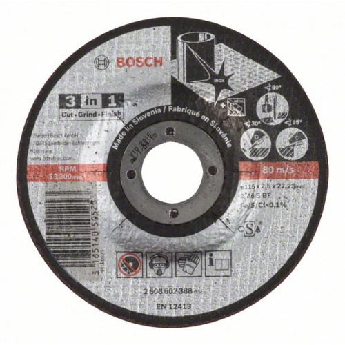 BOSCH 3in1 Trennscheibe 115x2.5mm 2608602388