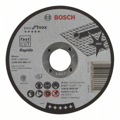 BOSCH Trennscheibe Gerade Best For Inox Rapido, 112x22,23x0,6mm 2608603486