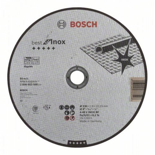 Bosch Best for Inox - Rapido A 46 V INOX BF,230x1,9mm, 2608603500 Bosch Best for Inox - Rapido A 46 V INOX BF,230x1,9mm, 2608603500