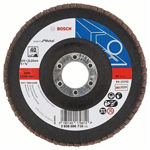 BOSCH Expert for Metal Fächerschleifscheibe X551, 125x22,23mm, 60, gewinkelt 2608606717