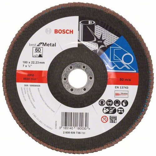 BOSCH Best for Metal Fächerschleifscheibe X571, 180x22,2mm, 80 2608606739