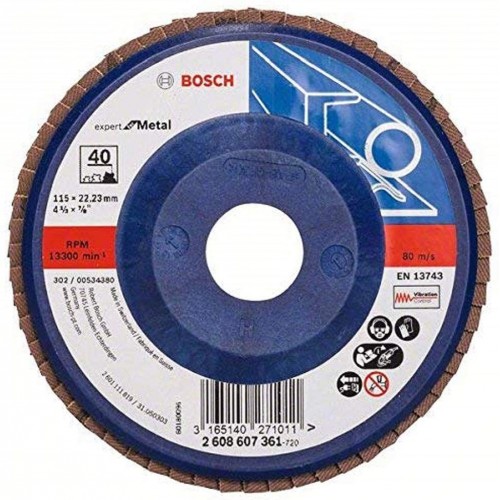 BOSCH Expert for Metal Fächerschleifscheibe X551, 115x 22,23mm, G40, gerade 2608607361