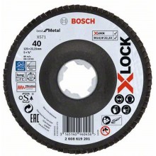 BOSCH gewinkelte Fächerschleifscheibe Best für Metall, X-Lock, X571, 125 mm 2608619201