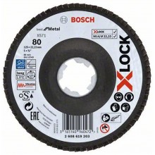 BOSCH X-LOCK Fächerscheibe X571 Best for Metal, Schleifscheibe, 125mm, K 80 2608619203