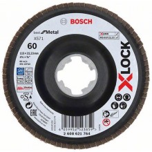 BOSCH X-LOCK Fächerschleifscheibe, Metall, gewinkelte Ausf., 40, X571, 115mm, 2608621763