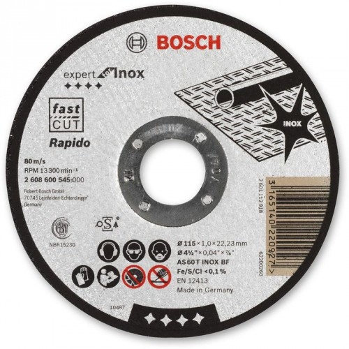 BOSCH Trennscheibe gerade Expert for Inox Rapido AS 60 T INOX BF, 115 mm, 1,0mm 2608600545