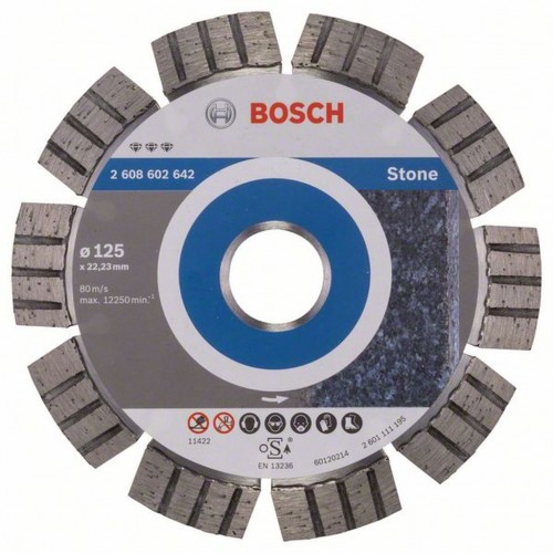 BOSCH Diamanttrennscheibe Best for Stone 125 x 22,23 x 2,2 x 12 mm 2608602642