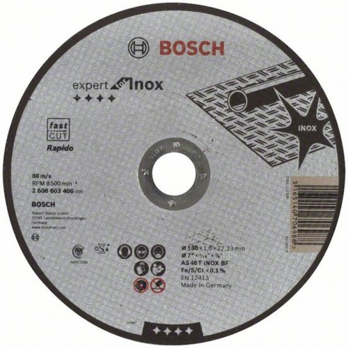 BOSCH Trennscheibe gerade Expert for Inox Rapido AS 46 T INOX BF, 180mm, 1,6mm 2608603406