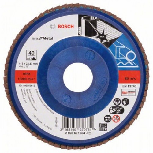 BOSCH Best for Metal Fächerschleifscheibe X571, 115x22,23mm, 120, gerade 2608607337