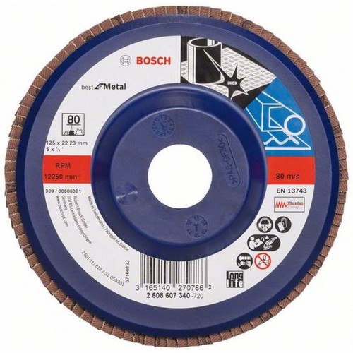 BOSCH Best for Metal Fächerschleifscheibe X571, 125x22,23mm, 120, gerade 2608607341