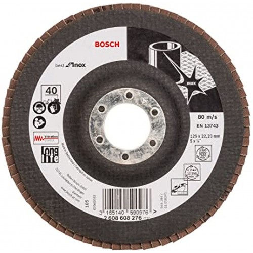 BOSCH Best for Inox Fächerschleifscheibe X581, 125x22,23 mm, 40, 2608608276