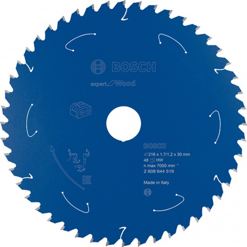 BOSCH Expert for Wood Akku-Kreissägeblatt, 216 × 1,7/1,2 × 30 T48, 2608644519