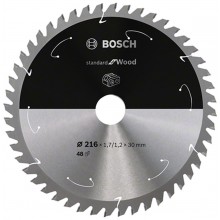 BOSCH Standard for Wood Akku-Kreissägeblatt, 216 × 1,7 / 1,2 × 30 T48, 2608837723