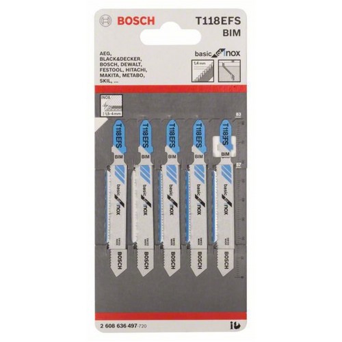 BOSCH T 118 EFS Basic for Stainless Steel Stichsägeblätt 5 Stck. 2608636497