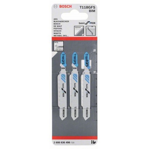 BOSCH T 118 GFS Basic for Stainless Steel Stichsägeblatt 3 Stck. 2608636498