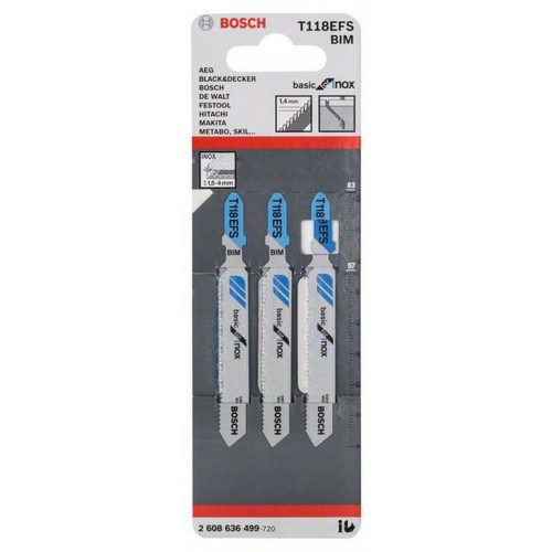 BOSCH T 118 EFS Basic for Stainless Steel Stichsägeblatt 3 Stck. 2608636499 BOSCH T 118 EFS Basic for Stainless Steel Stichsägeblatt 3 Stck. 2608636499