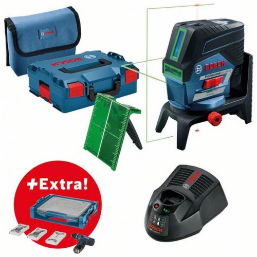 Bosch Kombilaser GCL 2-50 CG, Akku-Bohrschrauber GSR 12V-15, Zubehör in i-BOXX, i-Rack