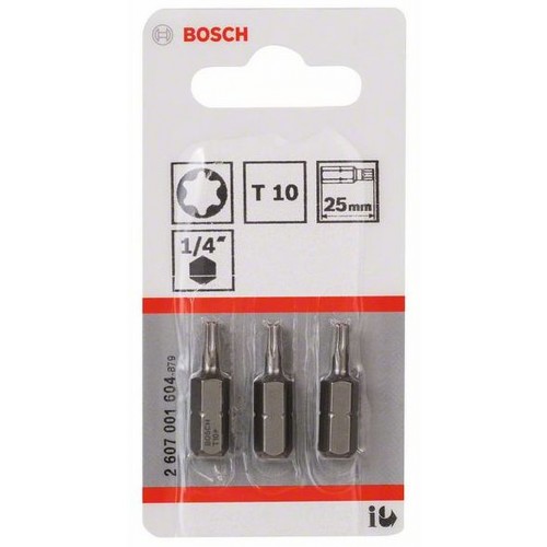 BOSCH Schrauber­bit Extra-Hart, T10, 25 mm, 3er-Pack 2607001604